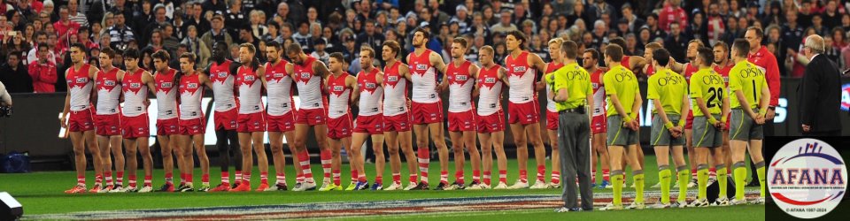 Swans line up for the pre-game ceremony