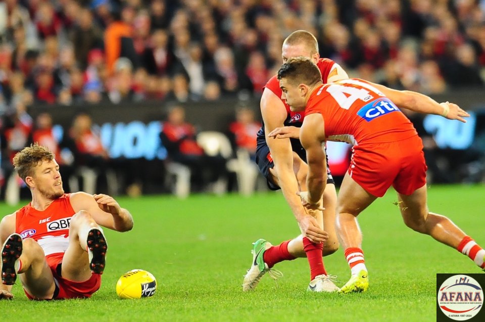 Tom Papley eyes the loose ball